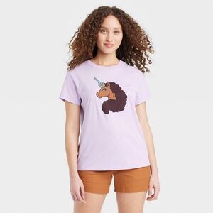 ⭐️ MAD Engine Lavender Afro Unicorn T-Shirt Size L